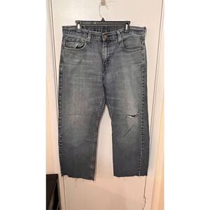 Levi's 569 Jeans Men's Raw Cut Ripped Straight Denim Blue Medium Wash Sz W34xL30